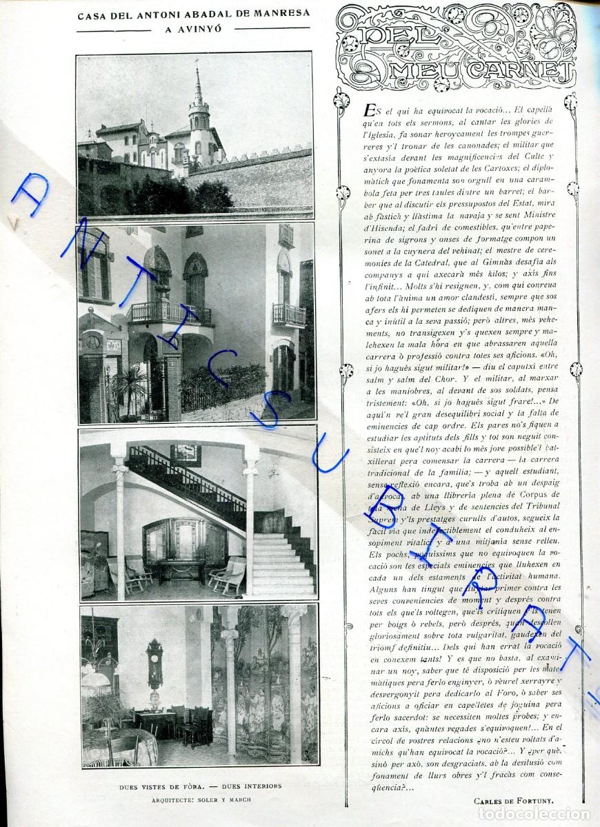 Coleccionismo de Revistas y Peri&oacute;dicos: REVISTA ANY 1912 CASA ANTONI ABADEL DE MANRESA A AVINY&Oacute; SOLER MARCH PINTOR MARQUES I PUIG