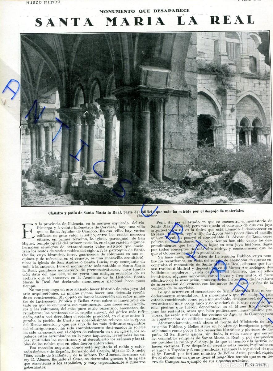 Coleccionismo de Revistas y Peri&oacute;dicos: REVISTA A&Ntilde;O 1916 FRANCISCO BELTRAN SANTIAGO RUSI&Ntilde;OL SANTA MARIA LA REAL AGUILAR DE CAMPOO PLAZA PAJA