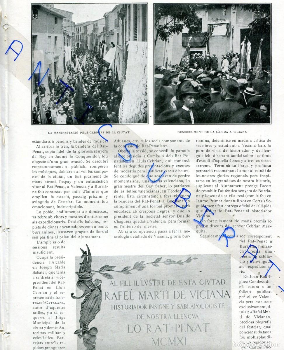 Coleccionismo de revistas y peri&oacute;dicos: REVISTA A&Ntilde;O 1911 LO RAT PENAT A BURRIANA VICIANA SENYERA VALENCIANA CARRERA CICLISTA EN MATARO
