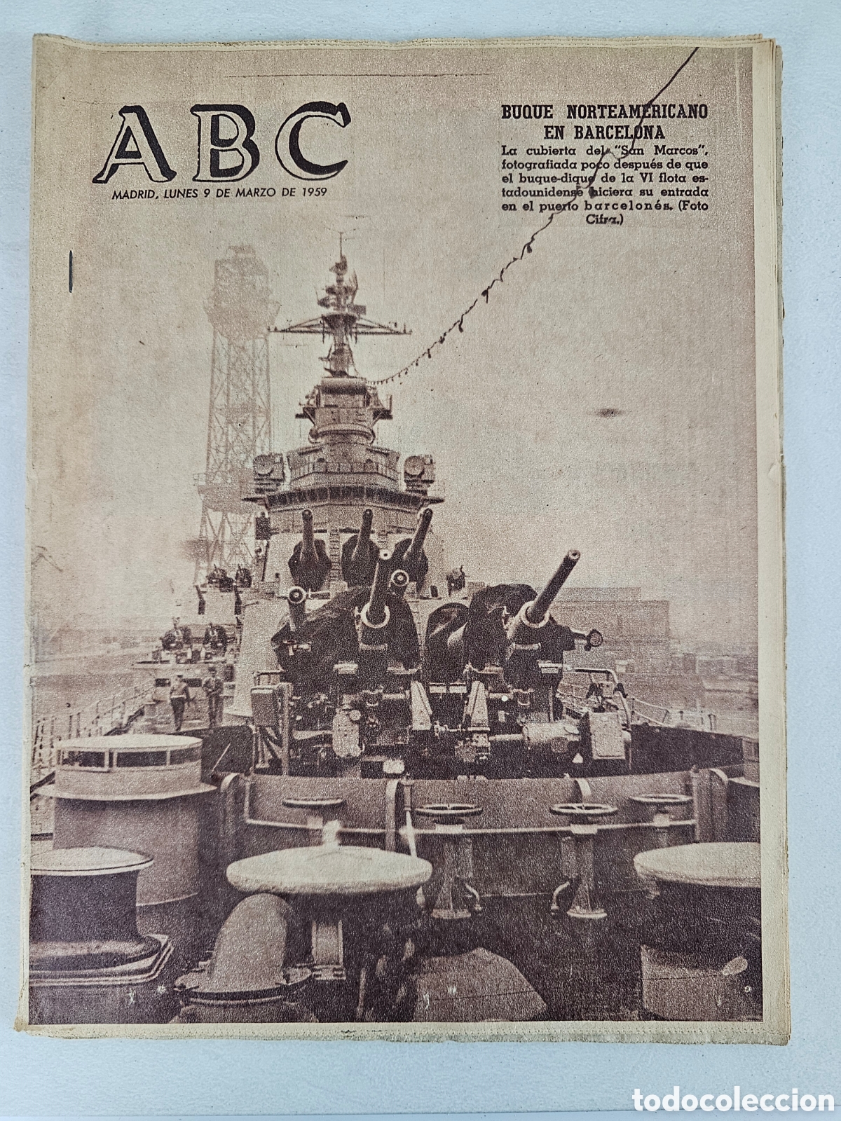 Coleccionismo de Revistas y Peri&oacute;dicos: PERI&Oacute;DICO ABC 9 MARZO 1959 FALLAS VALENCIA, BENIDORM, COLINES PIPO, CREMA DE PESCADOS RIBA.