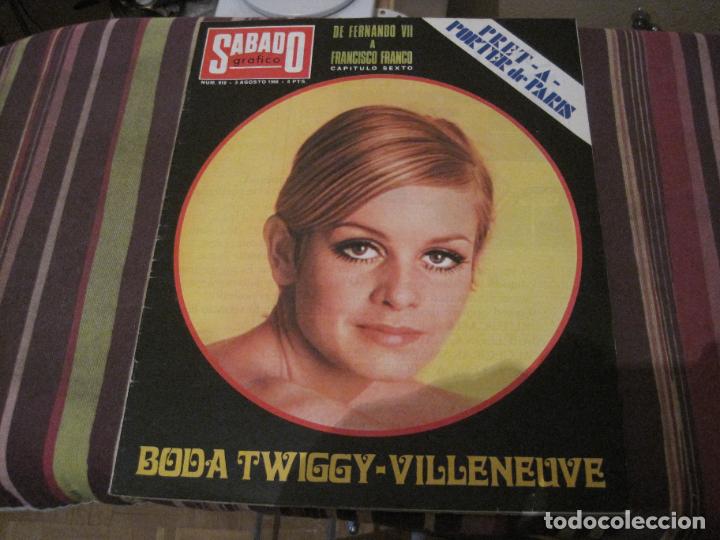 Collection Magazines and Newspapers: REVISTA S&Aacute;BADO GR&Aacute;FICO 618 AGOSTO 1968 BODA TWIGGY-VILLENEUVE POSTER SIDNEY POITIER