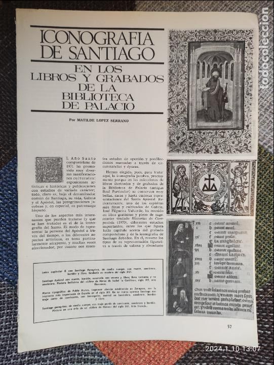 Collection Magazines and Newspapers: ICONOGRAFIA DE SANTIAGO EN LOS LIBROS Y GRABADOS DE LA BIBLIOTECA DE PALACIO - 1971 - 8p 32x23