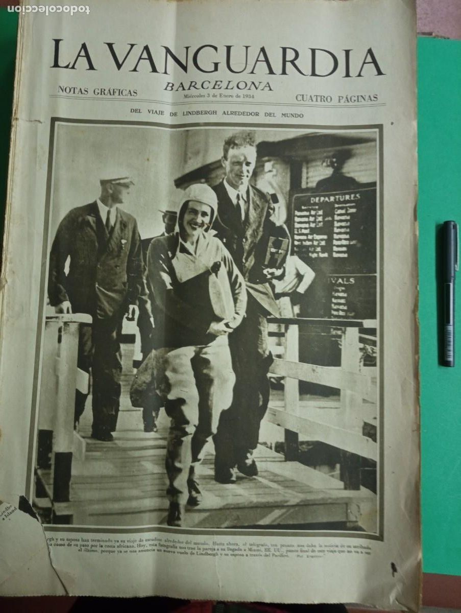 Coleccionismo de Revistas y Peri&oacute;dicos: Antiguo tomo La Vanguardia de Barcelona. Notas Gr&aacute;ficas/Cuatro P&aacute;ginas. A&ntilde;o 1934. Republicana.