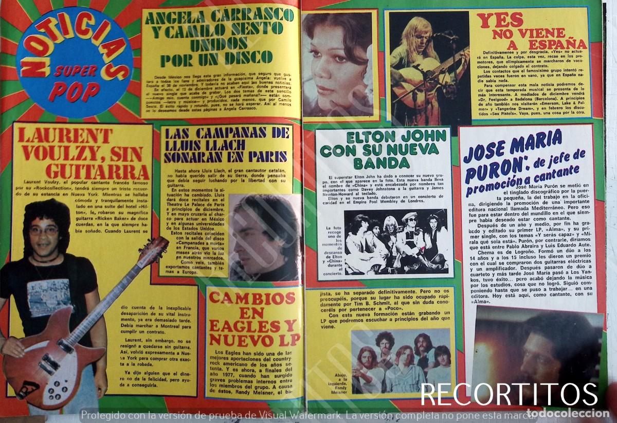 Coleccionismo de revistas y peri&oacute;dicos: yes angela carrasco laurent voulzy lluis llach eagles jose maria puron elton john china