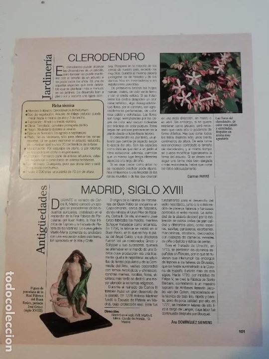 Coleccionismo de Revistas y Peri&oacute;dicos: Recorte Madrid Siglo XVIII Buen Retiro Secci&oacute;n Antig&uuml;edades ABC Semanal Ana Dom&iacute;nguez Siemens Arte