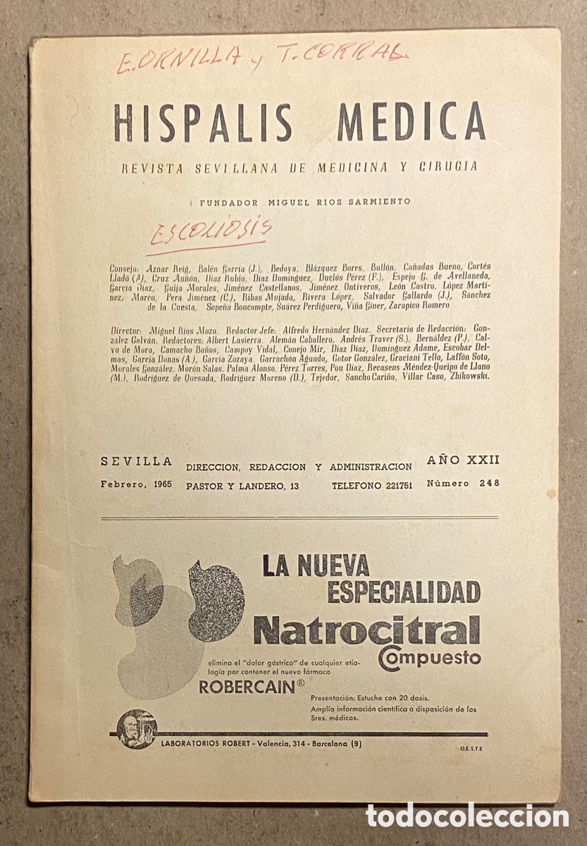 Coleccionismo de revistas y peri&oacute;dicos: HISPALIS M&Eacute;DICA, REVISTA SEVILLANA DE MEDICINA Y CIRUG&Iacute;A A&Ntilde;O XXII N&deg; 248 (1965).