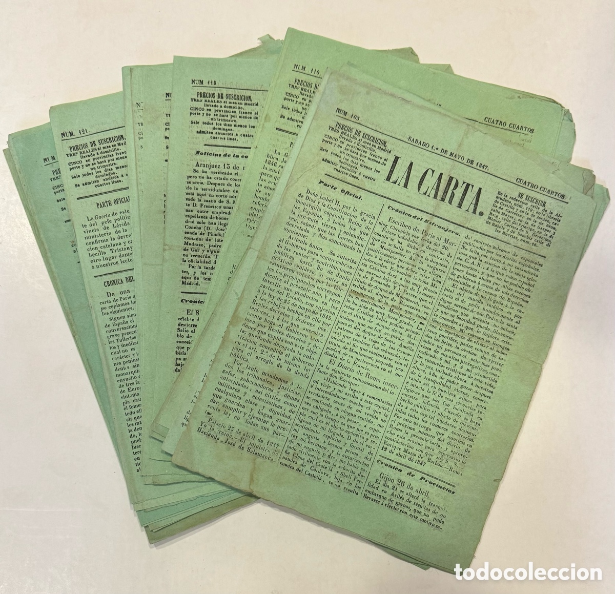 Sammeln von Zeitschriften und Zeitungen: REVISTA LA CARTA. 1847