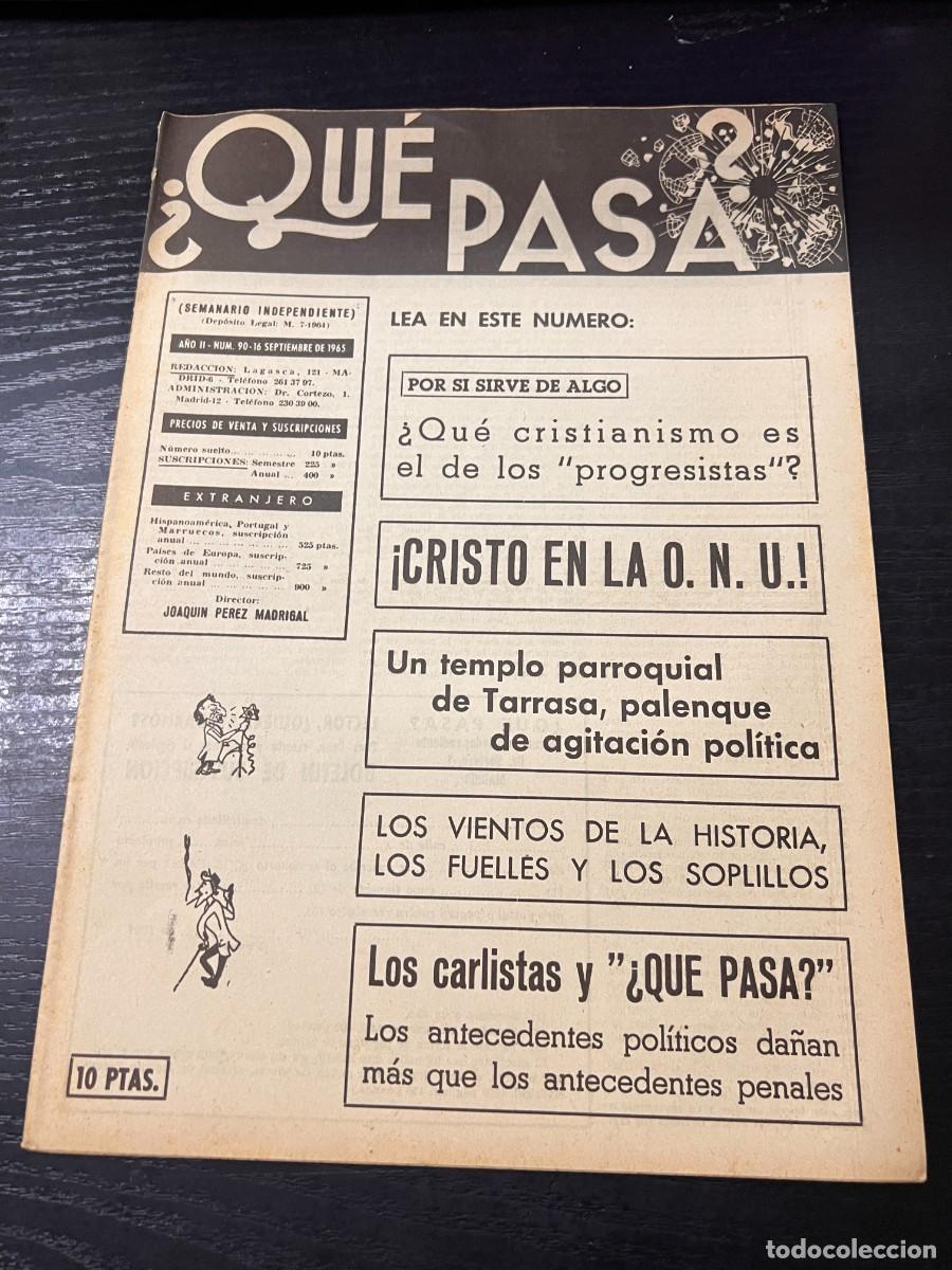 Collezionismo di Riviste e Giornali: &iquest;QU&Eacute; PASA? SEMANARIO INDEPENDIENTE. A&Ntilde;O II. N&ordm; 90. 16 SEPTIEMBRE DE 1965. CRISTO EN LA ONU. LEER