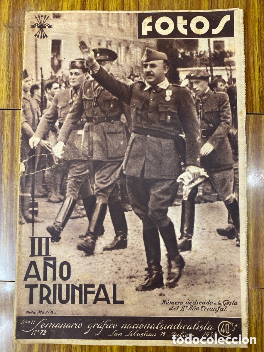 Coleccionismo de revistas y peri&oacute;dicos: Revista FOTOS 72 1938 semanario gr&aacute;fico nacionalsindicalista Franco A&ntilde;o Triunfal