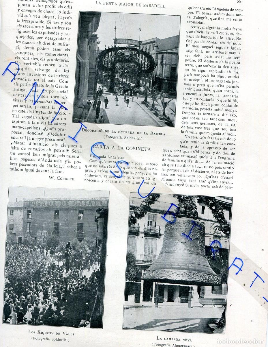 Coleccionismo de Revistas y Peri&oacute;dicos: REVISTA A&Ntilde;O 1904 FIESTA MAYOR DE SABADELL CASTELL DE BURRIAC ARGENTONA FAR DE SANT SEBASTIA GUIXOLS