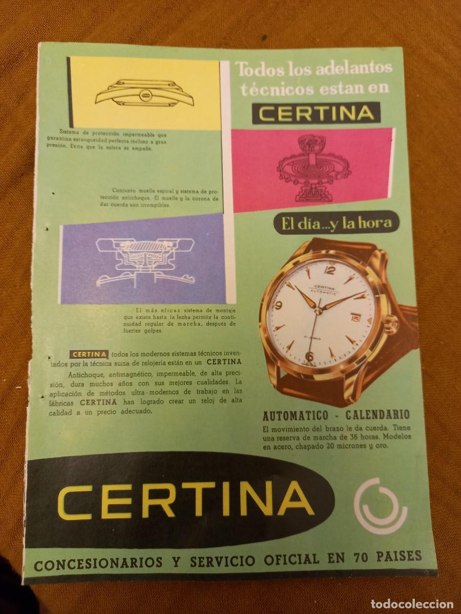 Coleccionismo de Revistas y Peri&oacute;dicos: PUBLICIDAD VINTAGE ANUNCIO RELOJ CERTINA. A&Ntilde;O 1959. 190 X 130 MM.