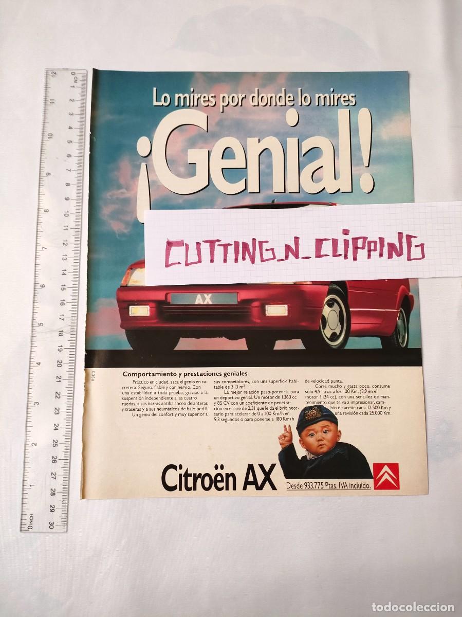 Coleccionismo de Revistas y Peri&oacute;dicos: Clipping [PUBLICIDAD](198?) Citroen AX