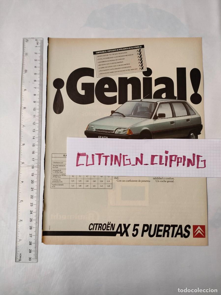 Coleccionismo de Revistas y Peri&oacute;dicos: Clipping [PUBLICIDAD](198?) Citroen AX