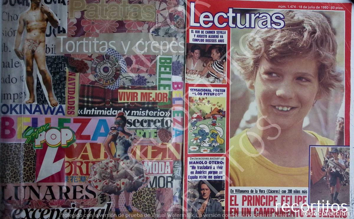 Coleccionismo de Revistas y Peri&oacute;dicos: RECORTE PORTADA EL PRINCIPE FELIPE LOS PITUFOS MANOLO OTERO CARMEN SEVILLA
