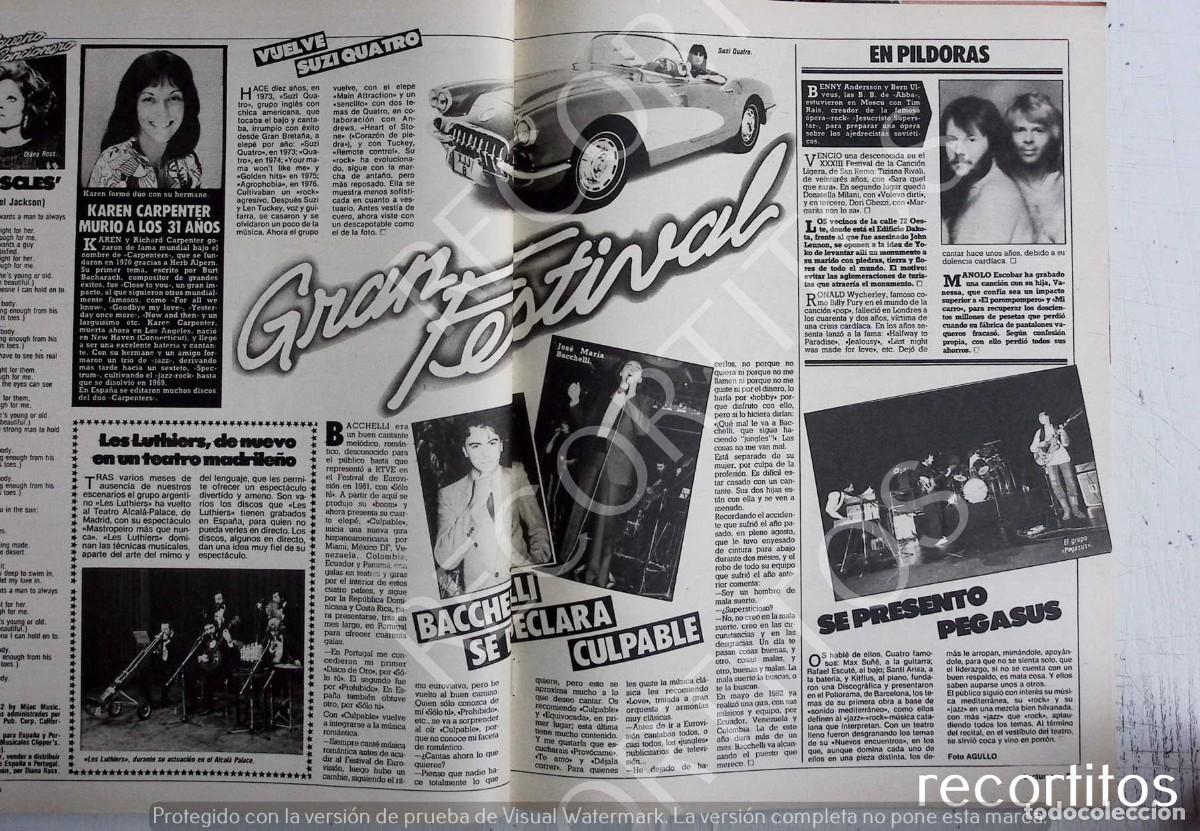 Coleccionismo de Revistas y Peri&oacute;dicos: SUZI QUATRO ABBA JOSE MARIA BACCHELLI SUZI QUATRO PEGASUS