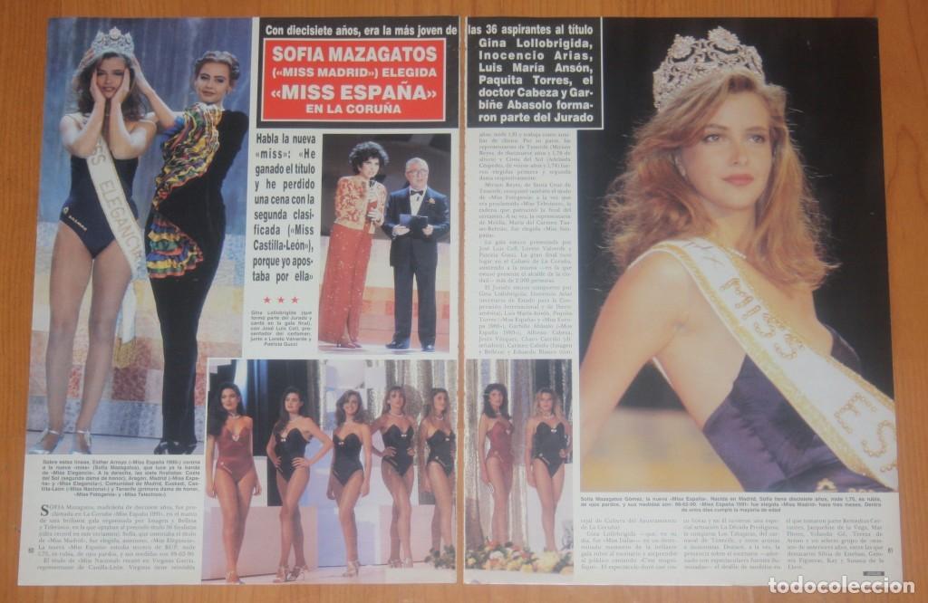 Collection Magazines and Newspapers: CERTAMEN MISS ESPA&Ntilde;A 1991 Sofia Mazagatos Reportaje Hola 1992 4 paginas world clippings