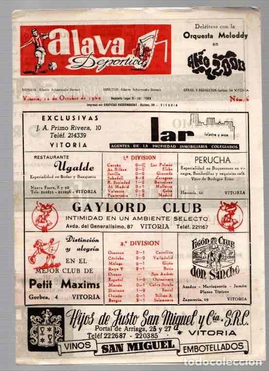Collezionismo di Riviste e Giornali: REVISTA ALAVA DEPORTIVA. N&ordm; 6, 12 DE OCTUBRE DE 1969
