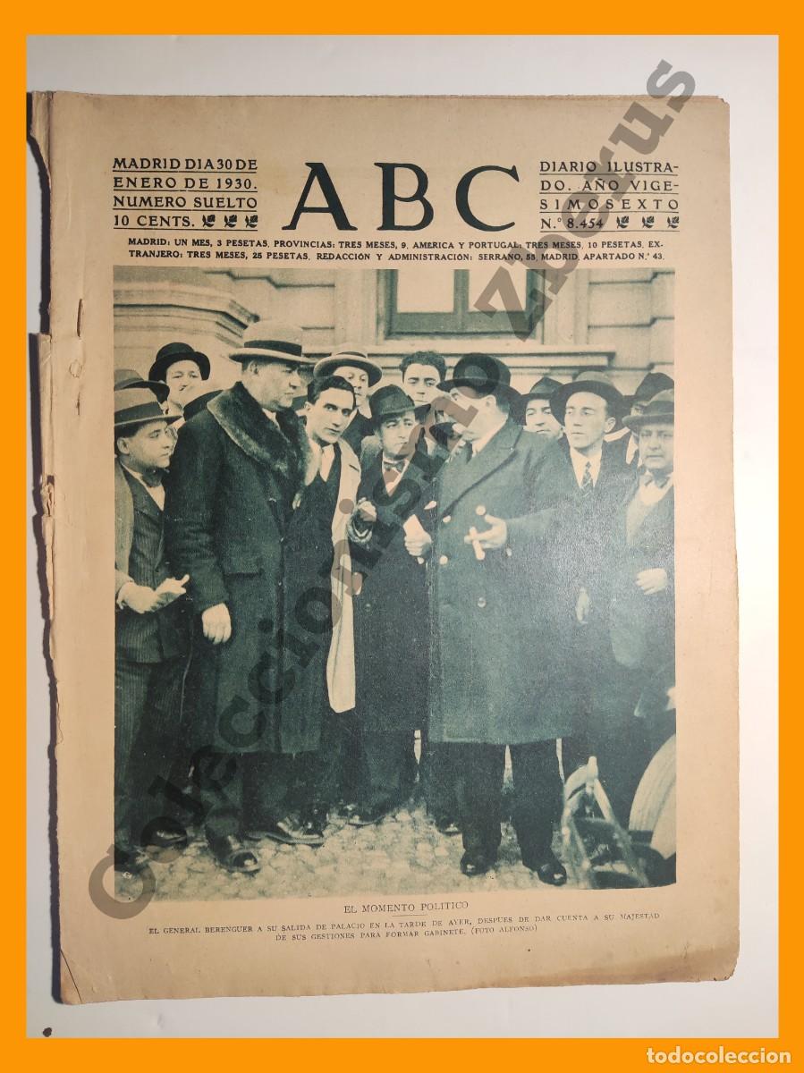 Coleccionismo de Revistas y Peri&oacute;dicos: ABC 30 Enero 1930 - General Berenguer; Gobierno Probable; Ana Pawlova