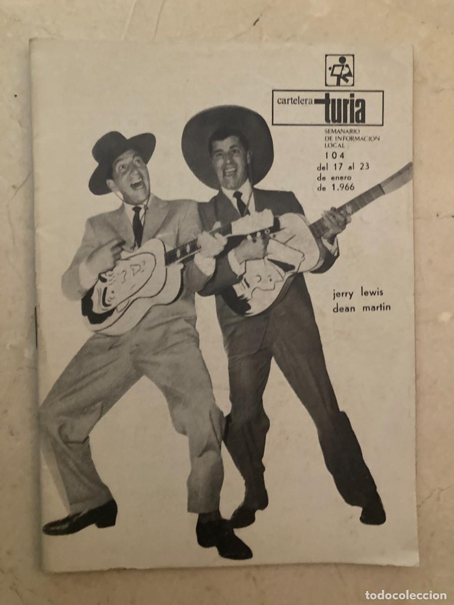 Collezionismo di Riviste e Giornali: CARTELERA TURIA N&ordm; 104 / A&Ntilde;O 1966 / VALENCIA / Portada: Jerry Lewis y Dean Martin