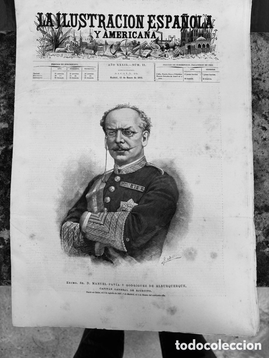 Coleccionismo de Revistas y Peri&oacute;dicos: Ilustraci&oacute;n 1895. General Pav&iacute;a. Francisco II de Borbon rey de Napoles. Val&egrave;ncia. Espronceda. Jap&oacute;n