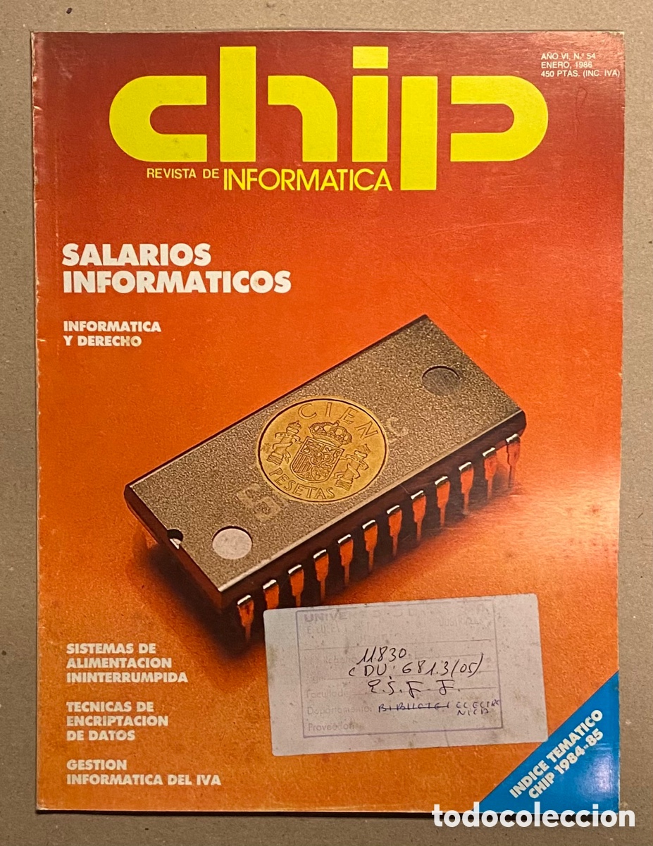 Collectionnisme de Revues et Journaux: CHIP REVISTA DE INFORM&Aacute;TICA N&deg; 54 (1986). VER SUMARIO EN FOTOGRAF&Iacute;AS.