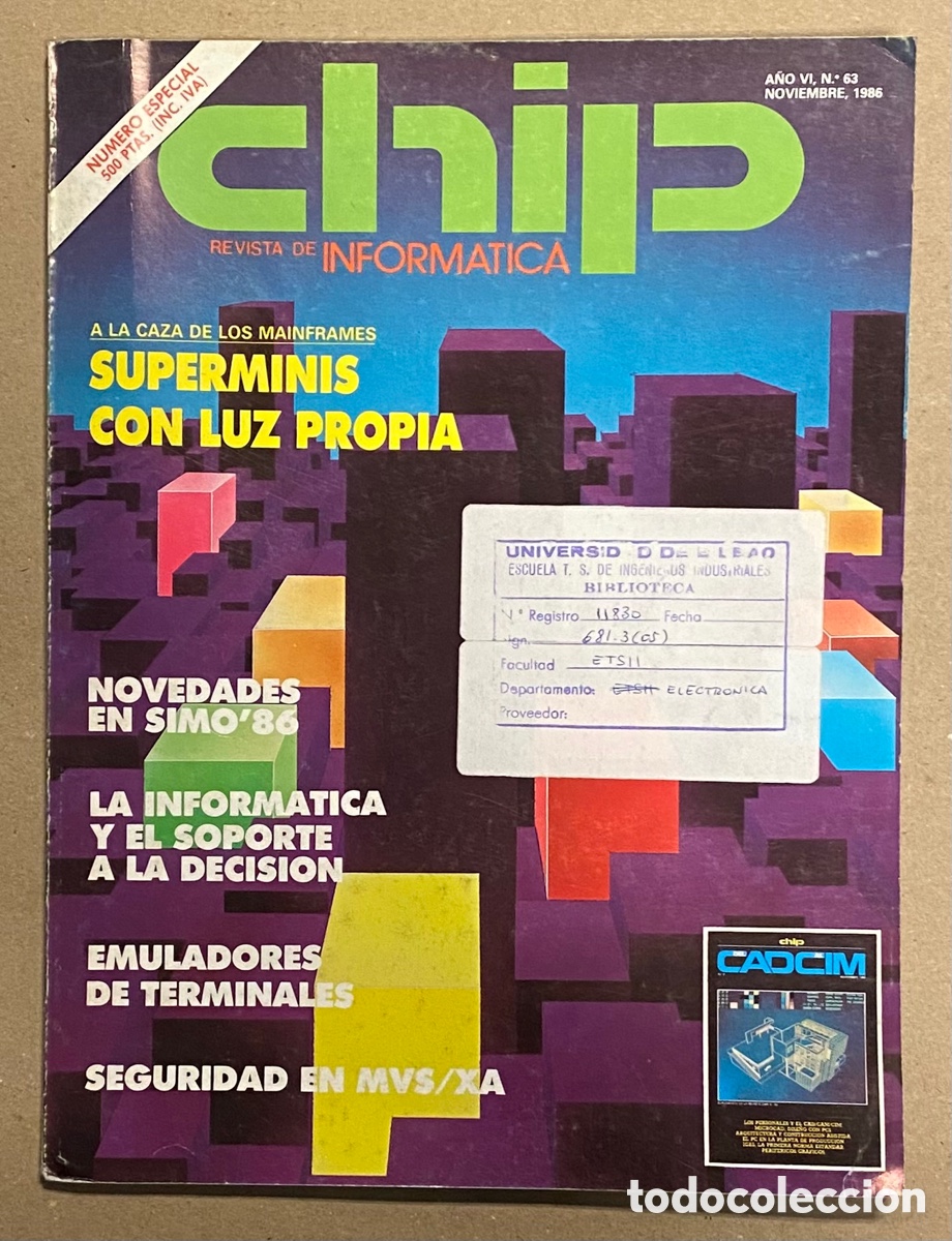 Collezionismo di Riviste e Giornali: CHIP REVISTA DE INFORM&Aacute;TICA N&deg; 63 (1986). VER SUMARIO EN FOTOGRAF&Iacute;AS.
