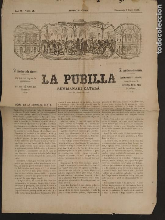 Colecionismo de Revistas e Jornais: LA PUBILLA - SETMANARI CATALA - NUMERO 44 ANY 1868 - BARCELONA -VEURE FOTOS-(V-24.927)