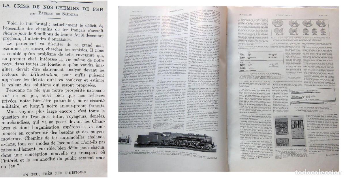 Collezionismo di Riviste e Giornali: La crise de nos chemins de fer por Baudry de Saunier .1931. L&acute;Illustration.