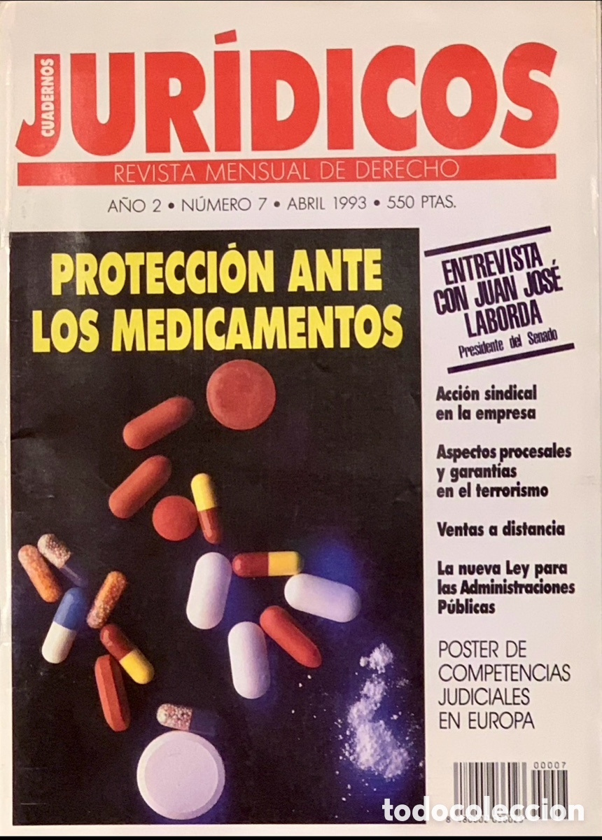 Coleccionismo de revistas y peri&oacute;dicos: Revista. Cuadernos Jur&iacute;dicos. 1993. Protecci&oacute;n ante los medicamentos.