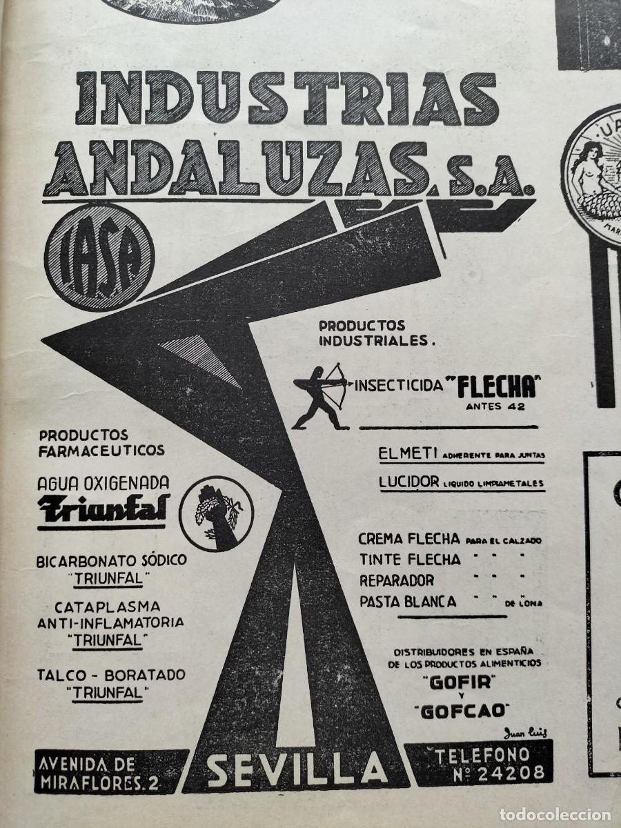 Collezionismo di Riviste e Giornali: INDUSTRIAS ANDALUZAS S.A. IASA SEVILLA INSECTICIDA FLECHA AGUA OXIGENADA TRIUNFAL HOJA REVISTA 1938