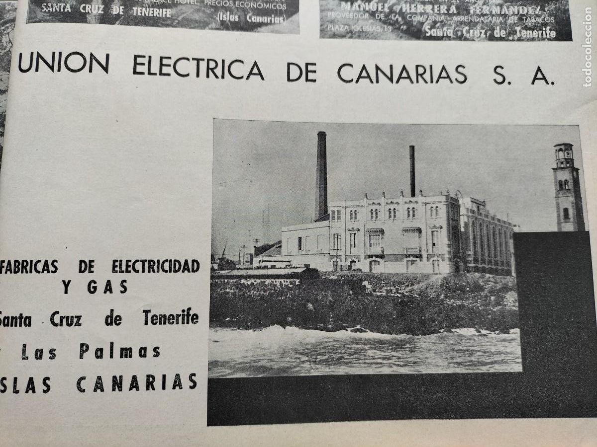 Collection Magazines and Newspapers: UNION ELECTRICA DE CANARIAS S.A. FABRICA ELECTRICIDAD GAS SANTA CRUZ TENERIFE LAS PALMAS HOJA 1938