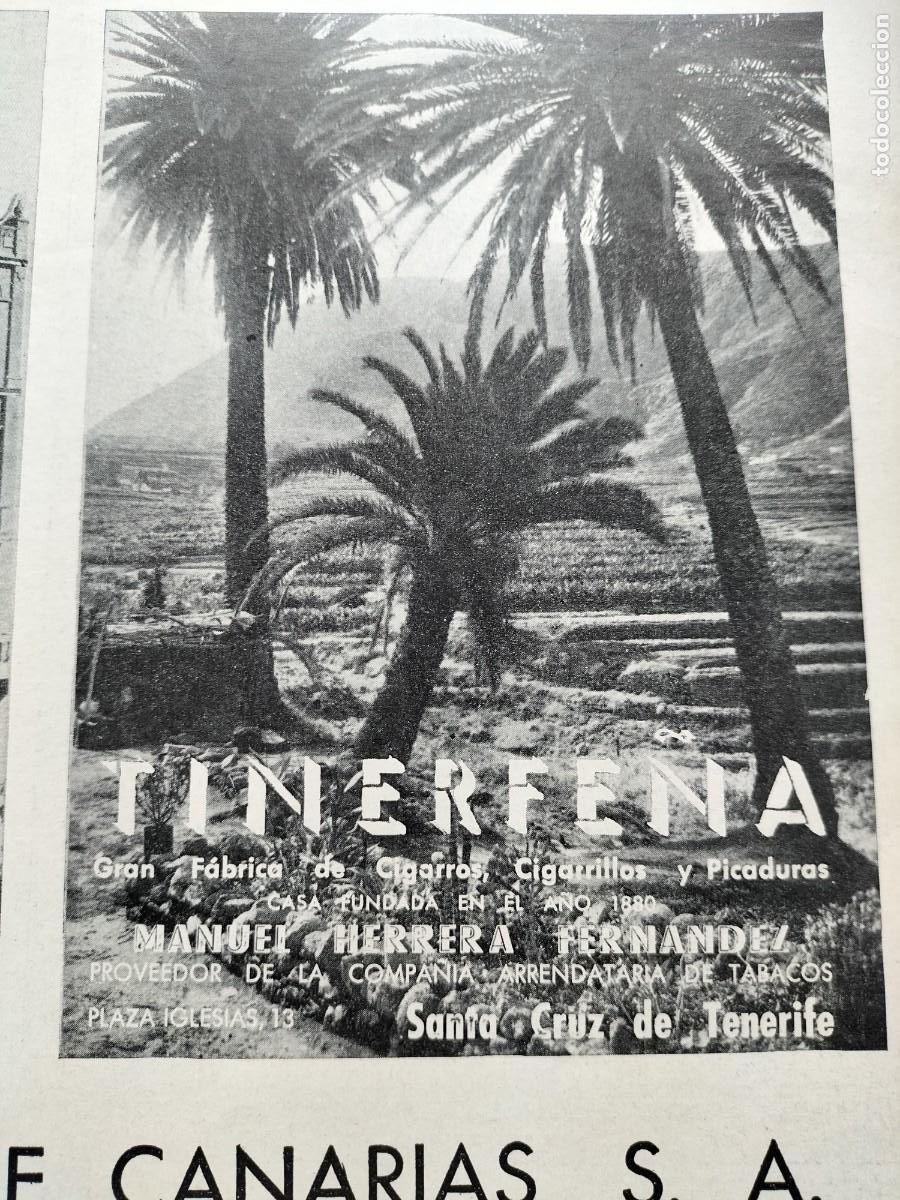 Collezionismo di Riviste e Giornali: GRAN FABRICA DE CIGARROS TINERFE&Ntilde;A MANUEL HERRERA FERNANDEZ SANTA CRUZ TENERIFE HOJA REVISTA 1938