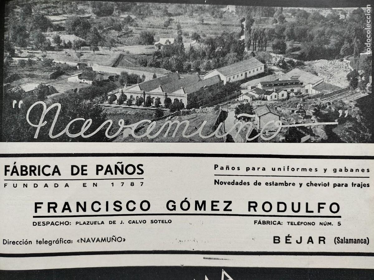 Collection Magazines and Newspapers: FABRICA PA&Ntilde;OS NAVAMU&Ntilde;O DE FRANCISCO GOMEZ RODULFO BEJAR SALAMANCA HOJA REVISTA A&Ntilde;O 1938