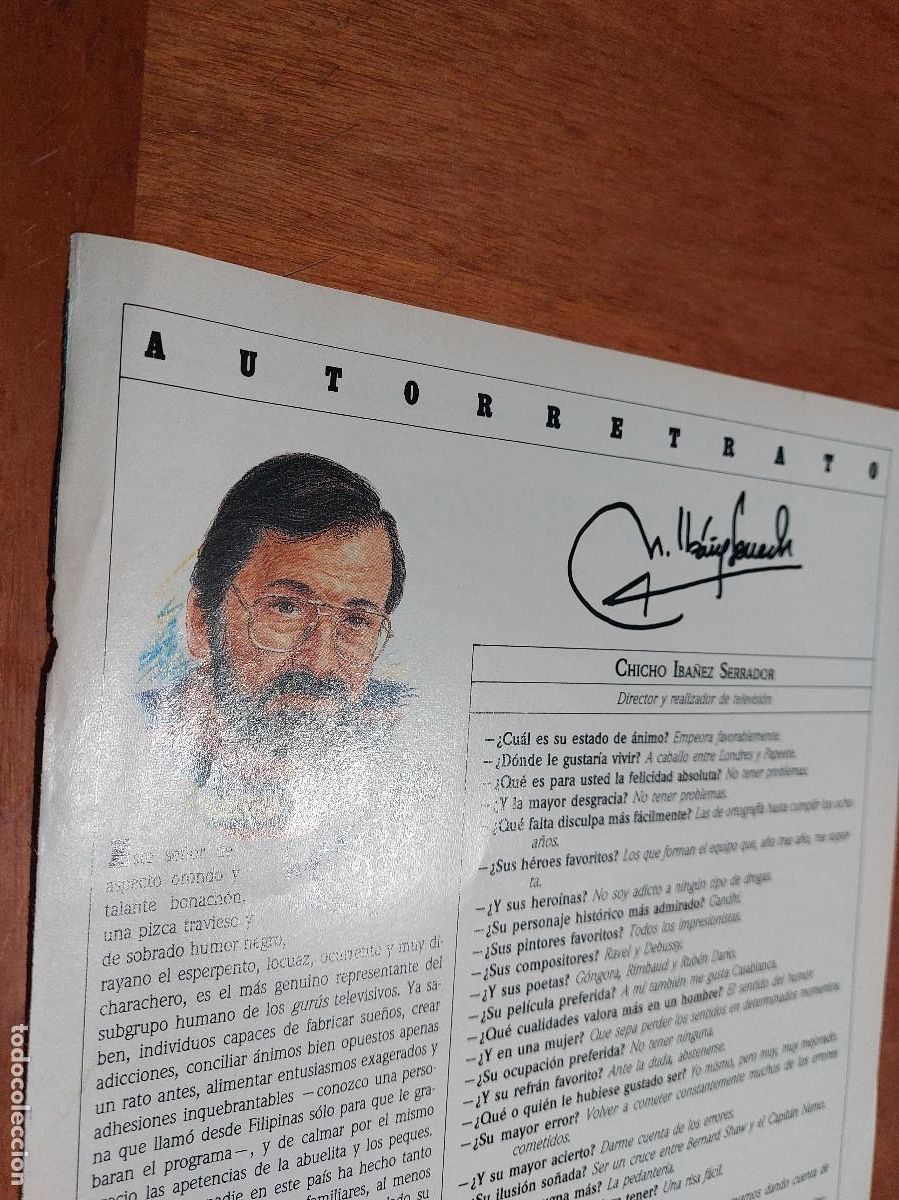 Coleccionismo de revistas y peri&oacute;dicos: CHICHO IBA&Ntilde;EZ SERRADOR. ENTREVISTA. 1 HOJA. DESCONOCEMOS PROCEDENCIA.