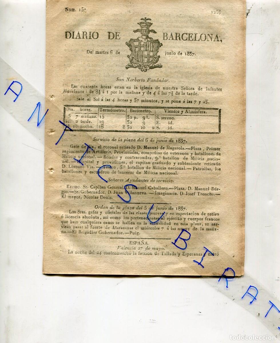Collezionismo di Riviste e Giornali: DIARIO A&Ntilde;O 1837 PRIMERA GUERRA CARLISTA EN LANDETE CAMPORROBRES FUENTERROBRES MIRA ENGUIDANOS CATI