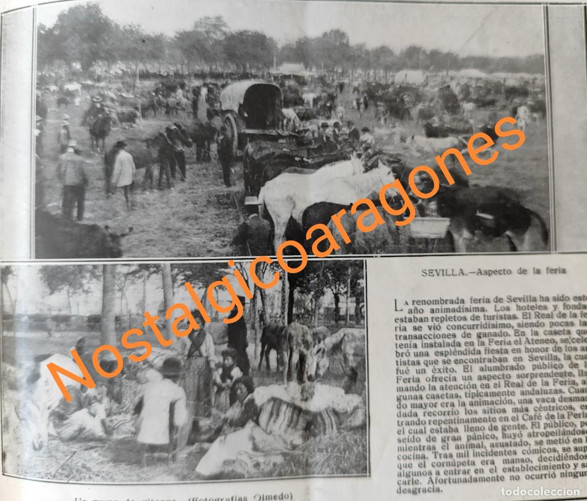 Colecionismo de Revistas e Jornais: Feria Sevilla vaca entra Cafe Perla, grupo gitanos foto revista principio siglo XX 191Q