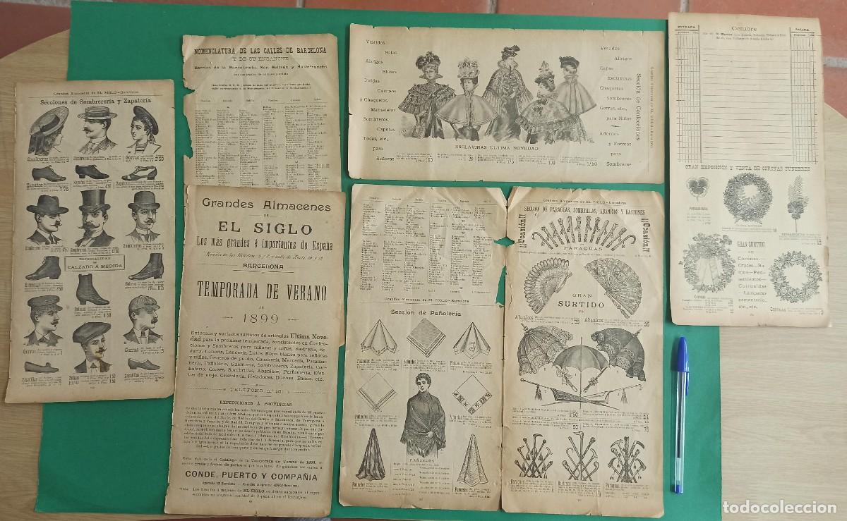 Coleccionismo de revistas y peri&oacute;dicos: Antiguas hojas de Almacenes El Siglo. 1899. Confecciones. Esclavinas Sombreros Zapateria. publicidad