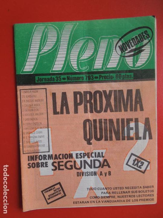 Coleccionismo de Revistas y Peri&oacute;dicos: PLENO REVISTA TECNICA PARA QUINIELAS TEMPORADA 83/84 N&ordm; 793 JORNADA 35 - DATOS ESTADISTICOS