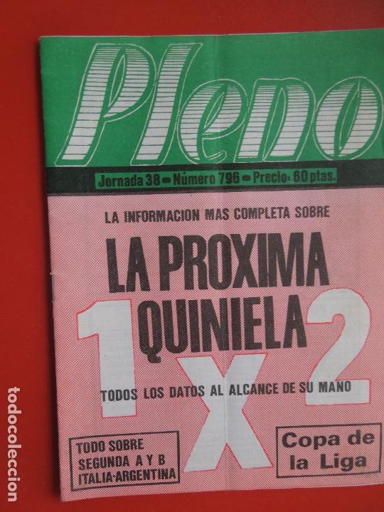 Coleccionismo de Revistas y Peri&oacute;dicos: PLENO REVISTA TECNICA PARA QUINIELAS TEMPORADA 83/84 N&ordm; 796 JORNADA 38 - DATOS ESTADISTICOS