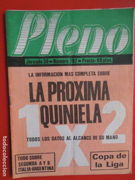 Coleccionismo de Revistas y Peri&oacute;dicos: PLENO REVISTA TECNICA PARA QUINIELAS TEMPORADA 83/84 N&ordm; 797 JORNADA 39 - DATOS ESTADISTICOS