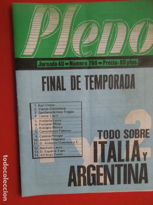 Coleccionismo de Revistas y Peri&oacute;dicos: PLENO REVISTA TECNICA PARA QUINIELAS TEMPORADA 83/84 N&ordm; 798 JORNADA 40 - DATOS ESTADISTICOS