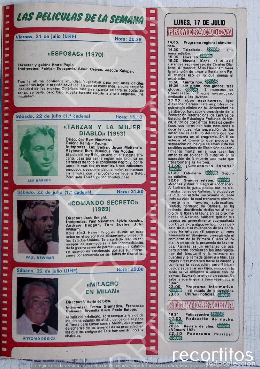 Coleccionismo de Revistas y Peri&oacute;dicos: LEX BALKER TARZAN PAUL NEWMAN VITTORIO DE SICA