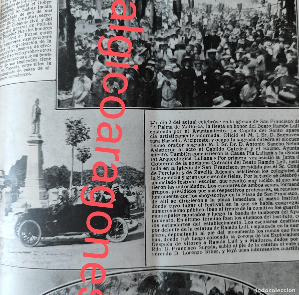 Collezionismo di Riviste e Giornali: Tarrasa fiesta escolar, Mallorca monumento R Llull, bcn tranvia foto revista principio siglo XX 191Q