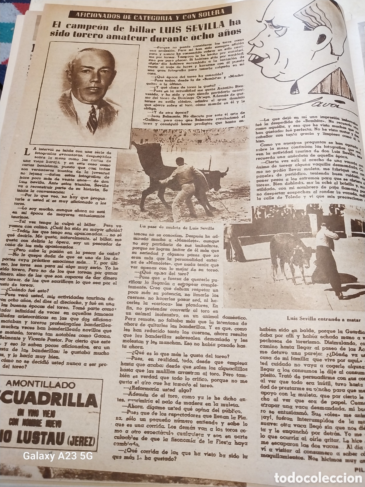 Collectionnisme de Revues et Journaux: REVISTA 1949 LUIS SEVILLA CAMPEON DE BILLAR.JORGE HALPERN ,MUSICO. ANECDOTARIO DE JUAN DE LOS GALLOS