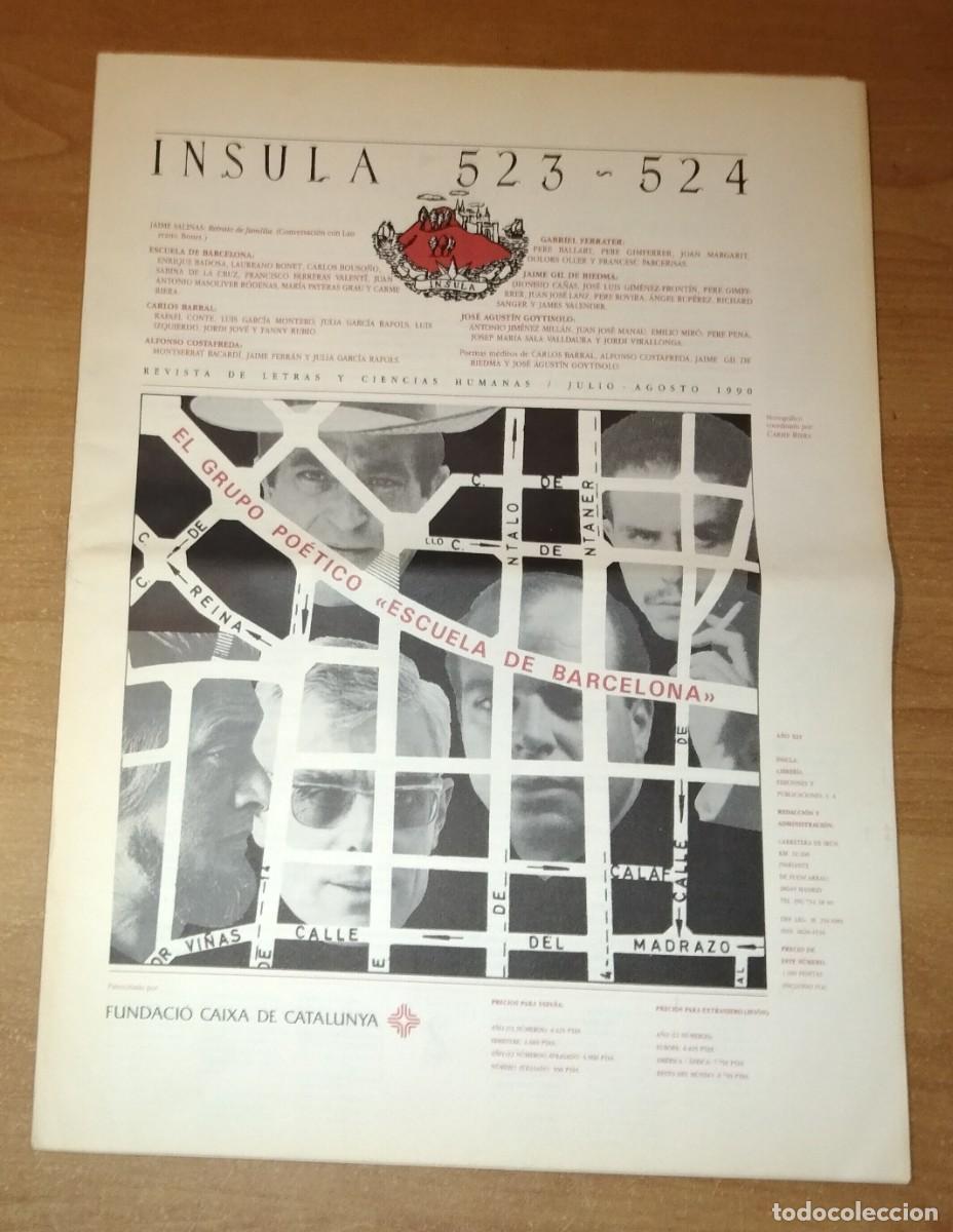 Colecionismo de Revistas e Jornais: &Iacute;NSULA 523-524, 1990 - MONOGR&Aacute;FICO: EL GRUPO PO&Eacute;TICO DE LA 'ESCUELA DE BARCELONA'