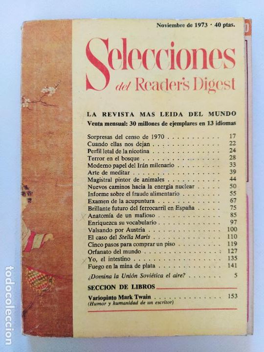 Collection Magazines and Newspapers: SELECCIONES DEL READER'S DIGEST N&ordm; 396 - NOVIEMBRE DE 1973 (299)