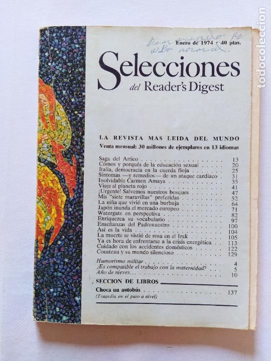 Collection Magazines and Newspapers: SELECCIONES DEL READER'S DIGEST N&ordm; 398 - ENERO DE 1974 (299)