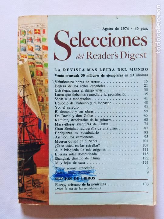 Collection Magazines and Newspapers: SELECCIONES DEL READER'S DIGEST N&ordm; 405 - AGOSTO DE 1974 (299)