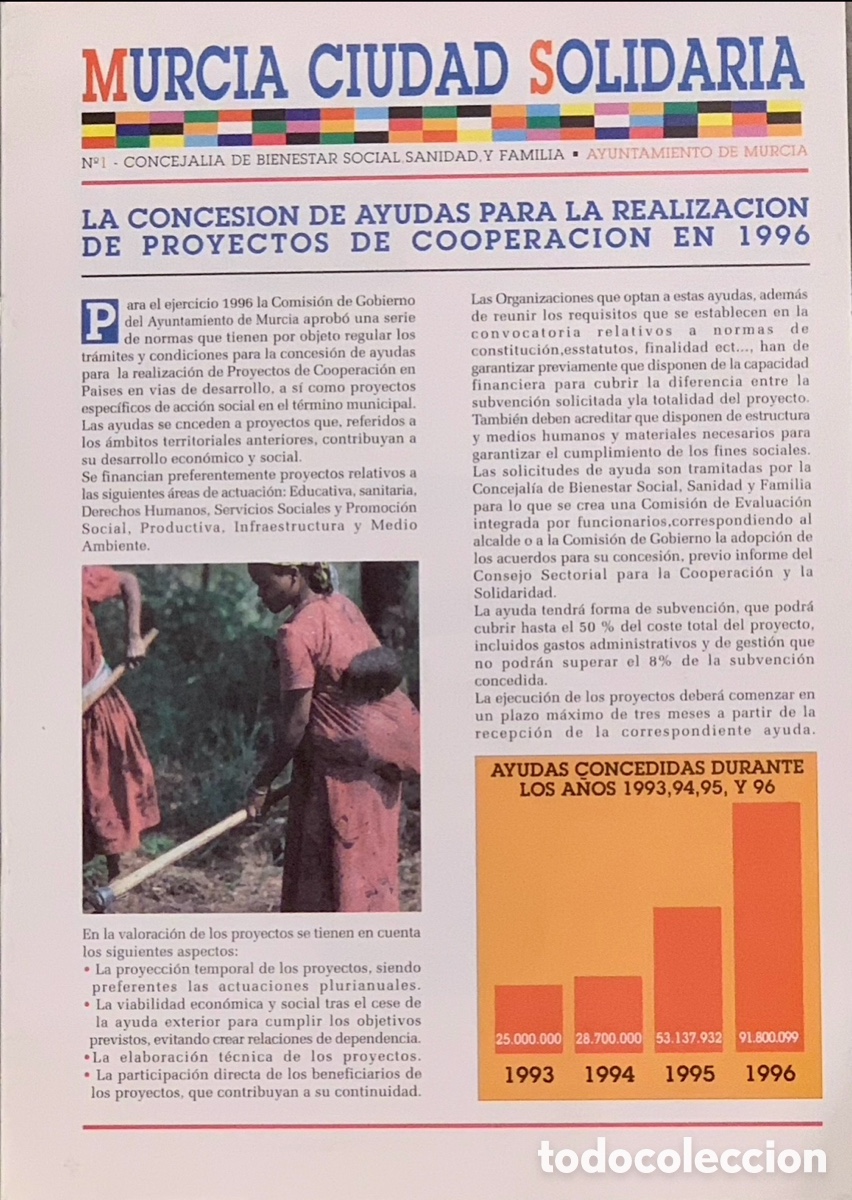 Coleccionismo de revistas y peri&oacute;dicos: Revista. MURCIA Ciudad Solidaria. N&ordm; 1. 1996.