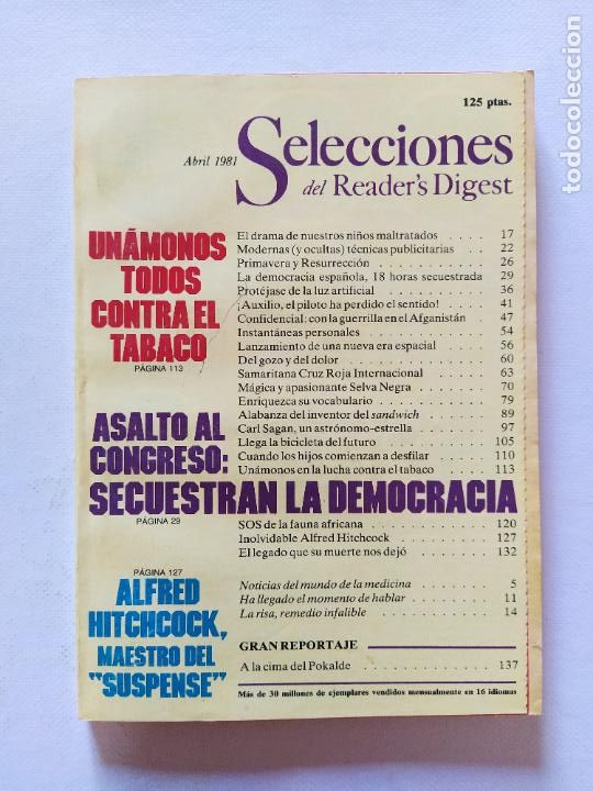 Collection Magazines and Newspapers: SELECCIONES DEL READER'S DIGEST N&ordm; 485 - ABRIL DE 1981 (299)